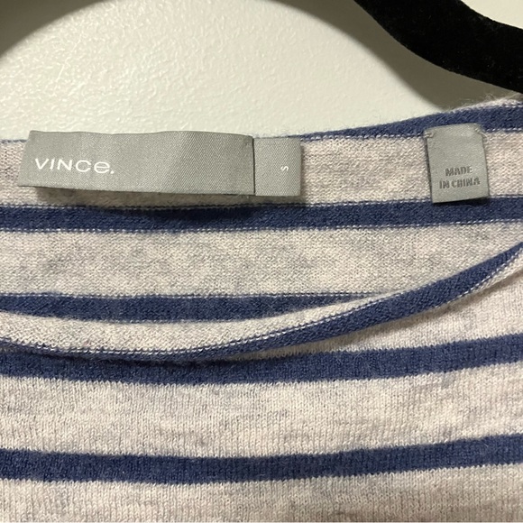 Vince Wool Cashmere Blend 50% Grey Blue Striped Sweater - Picture 2 of 4